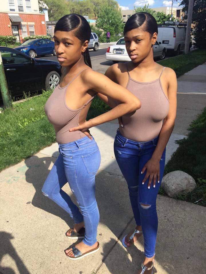 Cute black teen twins girls