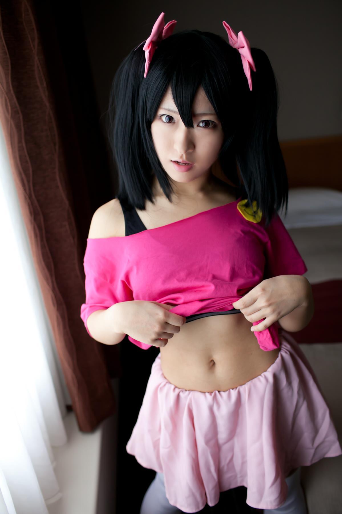 Japanese cosplay girl playing