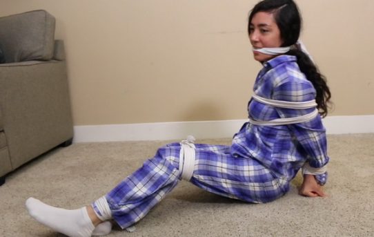 Gril white socks tied gagged