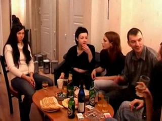 Russian group drunk orgy