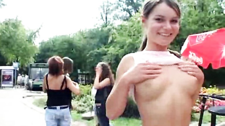 best of Perky public flashes teen tits