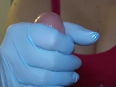 Jelly B. reccomend handjob with white latex gloves ball