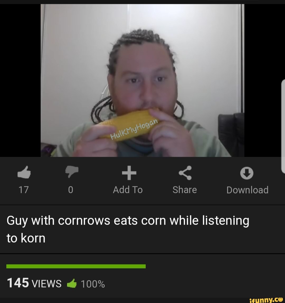 With cornrows eats corn while